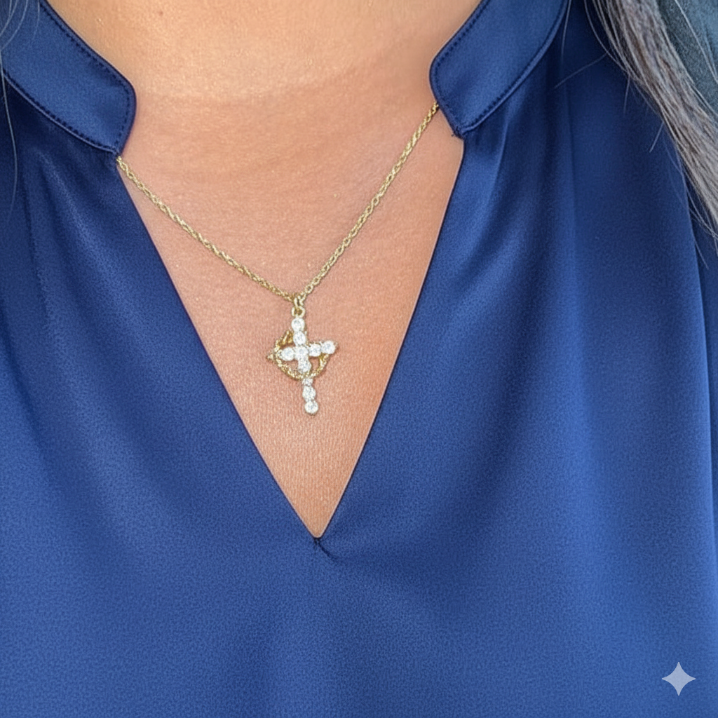 Cross and Crown Necklace